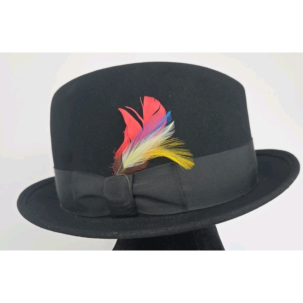 Vtg 1960s Cosmopolitan New York Mens Fedora Black 7 3/8 Hat Cab Calloway